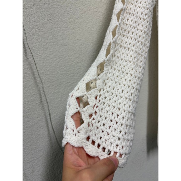Westport 1X White Crochet Mini Sweater Dress Scalloped Boho Chic Vacation Top - Picture 5 of 9